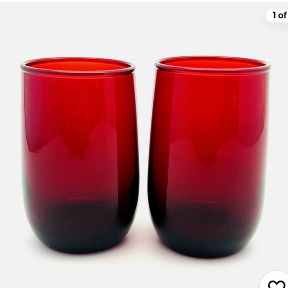 Anchor Hocking Ruby Red Glass Tumblers with Black Rims Cordials 4oz Vintage - Picture 6 of 8